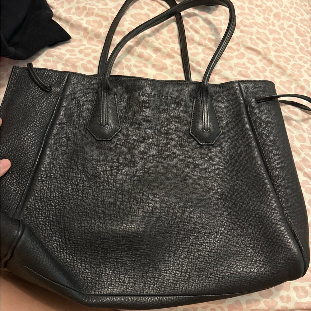 Longchamp Textured Black Tote Bag